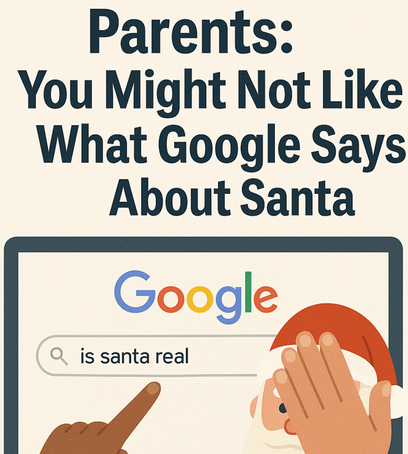 Google search if Santa is real with the caption, Parents: You might not like what Google Says About Santa